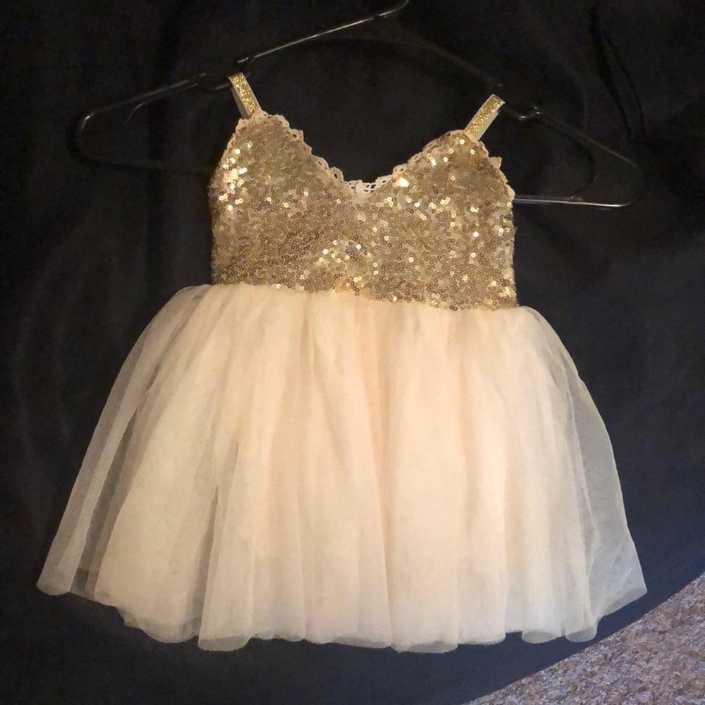 Infant gold and tulle dress-worn twice
